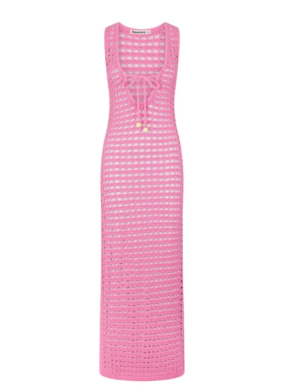 Kulani Kinis Pink Crochet Maxi Dress NWT
